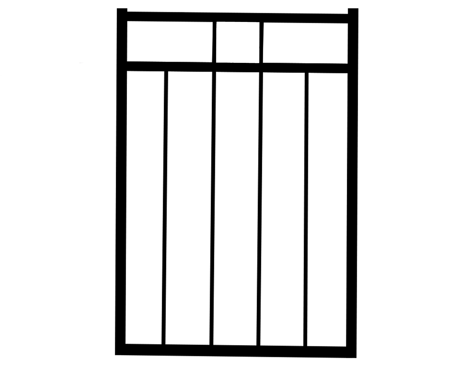 Black 3 Rail Flat Top Gate 950 x 1200 Aluminium