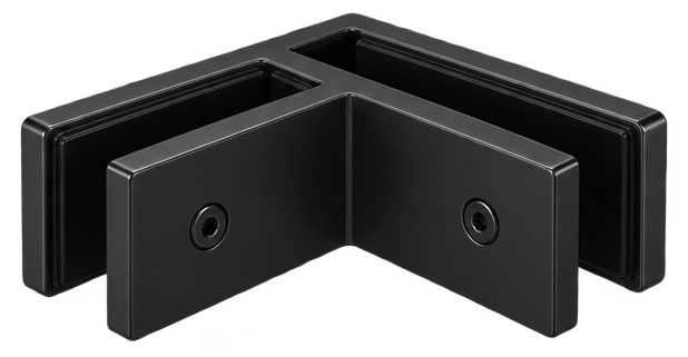 Glass Clamp Glass-2-Glass 90° (25mm) Black
