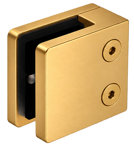 Glass D Clamp Square Brush Brass