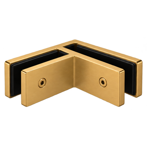 Glass Clamp Glass-2-Glass 90° (25mm) Brush Brass